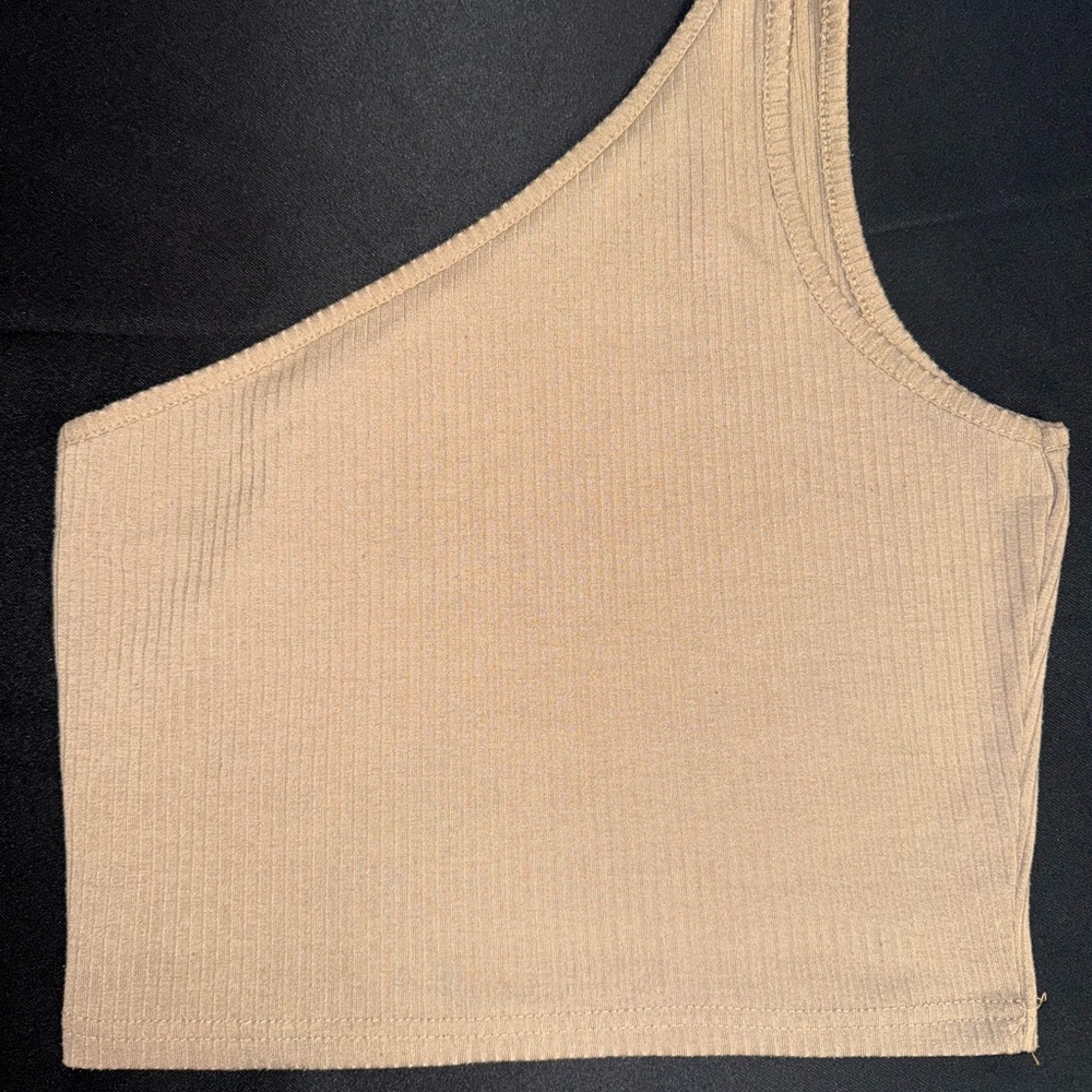 SHEIN Tan One-Shoulder Tank Top